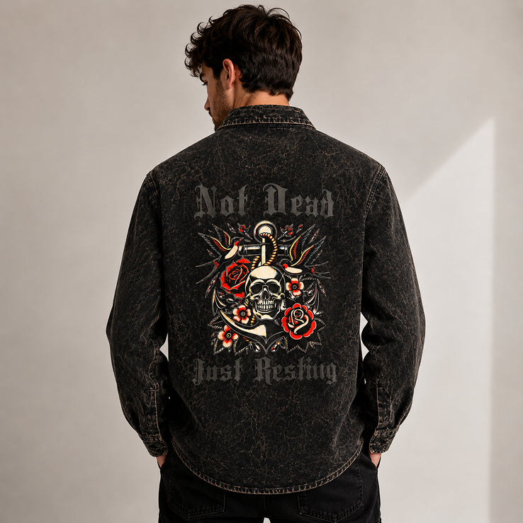 Acid Wash Skeleton Print [Black]