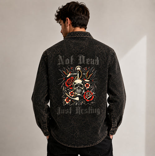 Acid Wash Skeleton Print [Black]