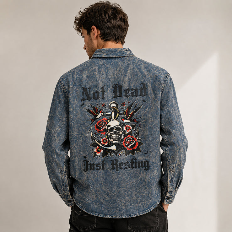 Acid Wash Skeleton Print [Ash]