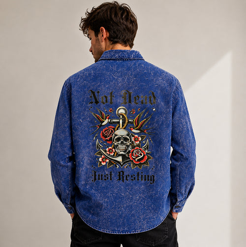 Acid Wash Skeleton Print [Blue]