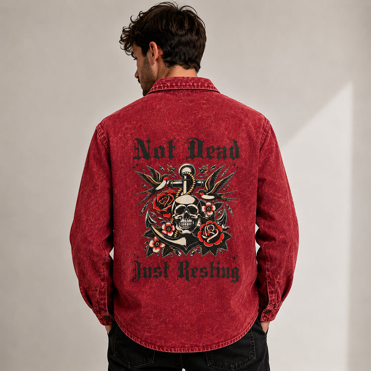 Acid Wash Skeleton Print [Red]