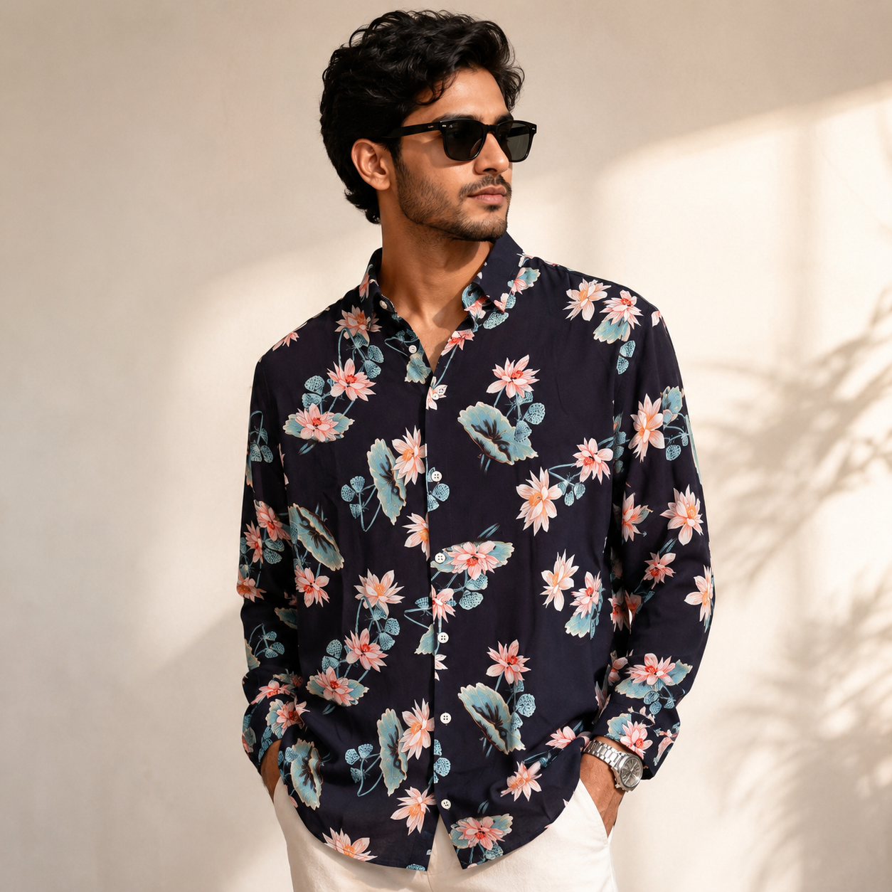 VISCOSE SHIRT [Navy blue]