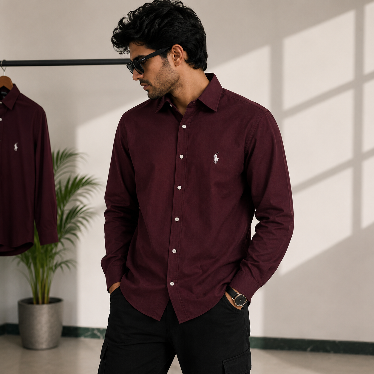 Golden Teri shirt [Wine Red]
