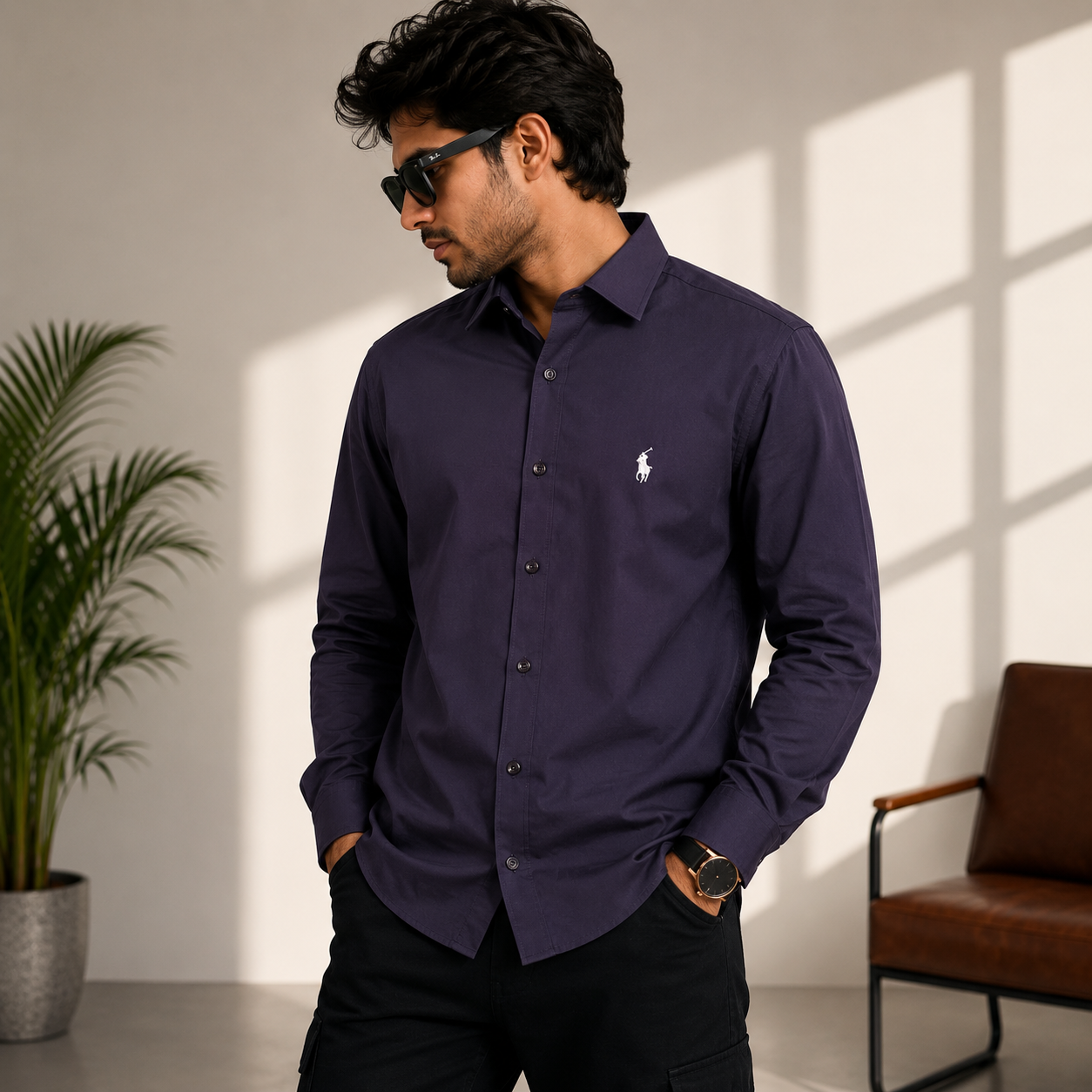 Golden Teri shirt [Dark purple blue]