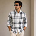 Old Money Men's Checked Formal Shirt – Classic Fit [White]
