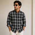 Old Money Men's Checked Formal Shirt – Classic Fit [Black]