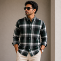 Old Money Men's Checked Formal Shirt – Classic Fit [Black]