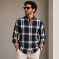 Old Money Men's Checked Formal Shirt – Classic Fit [Black]