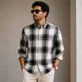 Old Money Men's Checked Formal Shirt – Classic Fit [White]
