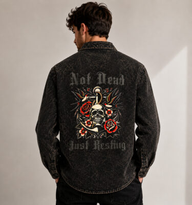 Acid Wash Skeleton Print [Black]
