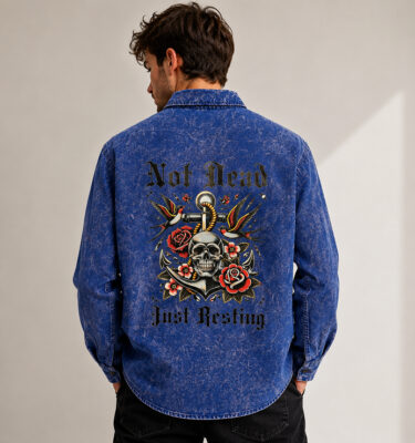Acid Wash Skeleton Print [Blue]