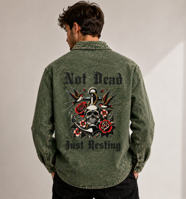 Acid Wash Skeleton Print [Green]