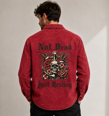 Acid Wash Skeleton Print [Red]