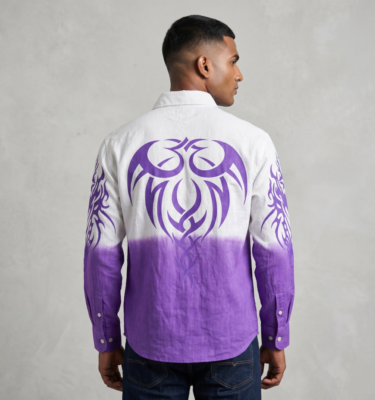 Tattoo Printed Tie & Dye Shirt (Lavender)
