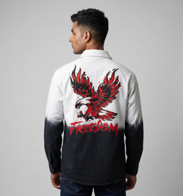 Eagle Printed Tie & Dye Shirt (Black)